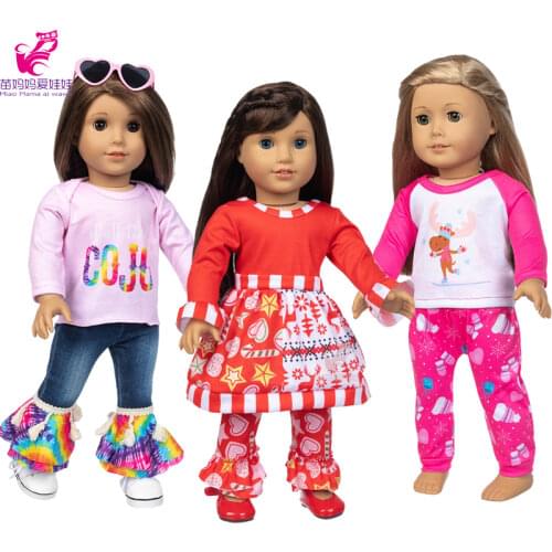 18 Inch American Og Girl Doll Clothes Festival Costume Baby Doll 43 Cm Clothes Reindeer Sleep Wear Baby girl Christmas Gift
