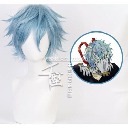 Anime My Hero Gym Boku No Hiro Tomura Shigaraki Short Wave Natural Blue Synthetic Cosplay Wig For Boy Party Costume