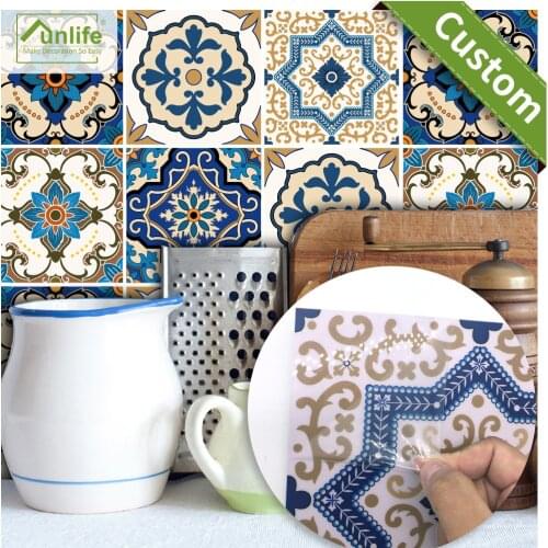 Funlife CUSTOM10/15/20/25/30cm Moroccan Tiles PVC Waterproof Self-adhensive Wallpaper DIY Ground Sticker pack of 10