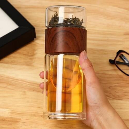 Tea and water separation cup, portable glass cup, high temperature resistant transparent cup, tea cup, creative cup