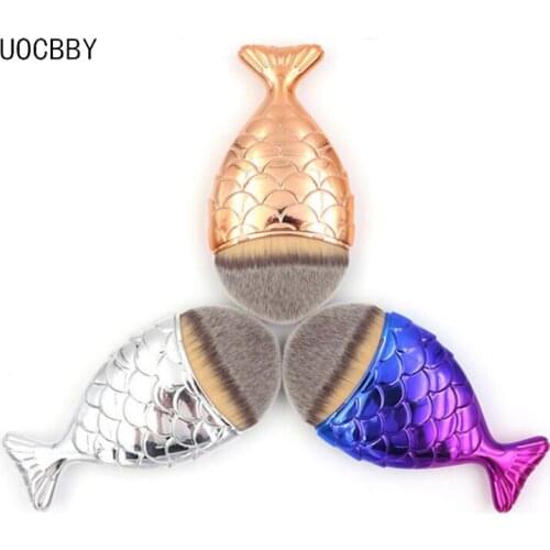 Mermaid Fish Makeup Brush Beauty Powder Foundation Contour Brushes Foundation Powder Blush Contour Make up colorful Brushes 3pcs