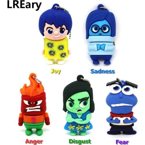 Cartoon Inside Out usb flash drive Pen Drive real capacity Flash Card Memory Stick 32GB 16GB 8GB 4GB U disk with metal chain