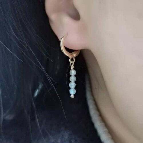 Danity Faceted Labradorite Bar Earrings Unique Simple Dangle Natural Stones 14K Gold Filled Unusual Elegant Jewelry For Women