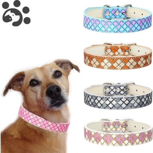 Glowing Leather Dog Collar for Small Large Pet Cats Shining Necklace Adjustable Collar Chewproof for Puppy Pet Products MP0062