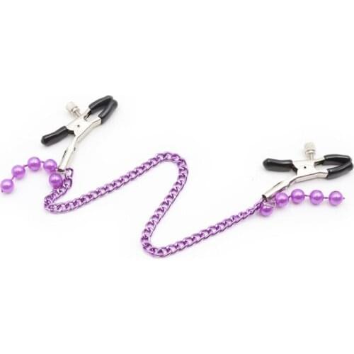 Adult Products Fun Breast Clips Purple Beads Childrens Appliances Iron Chain Clips Couple Toys Bondage