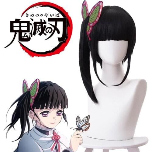 Reneecho Adult Demon Slayer Cosplay Women Tsuyuri Kanawo Wig Tsuyuri Kanao Wigs With Butterfly