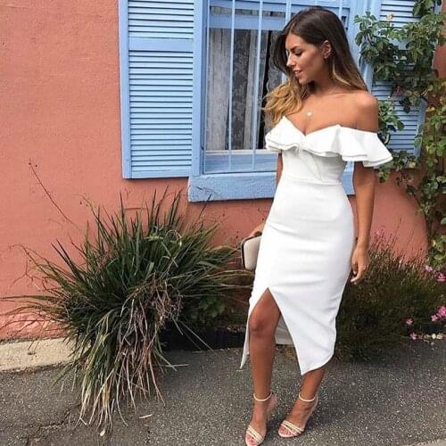 AECU Feminine Sexy Off Shoulder Women Bandage Dress Vestidos Verano 2021 Dress Celebrity Party Dresses Vestidos De Fiesta