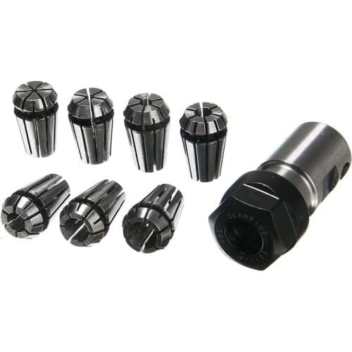 1pc ER11A 5mm Extension Rod Motor Shaft Holder + 7pcs ER11 Spring Collet 1/2/3/4/5/6/7mm