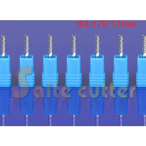 10pcs 1/8" 3.175*17mm end Mill CNC Router Cutter Corn PCB milling bits on Hard wood carbon fiber Glass HDF