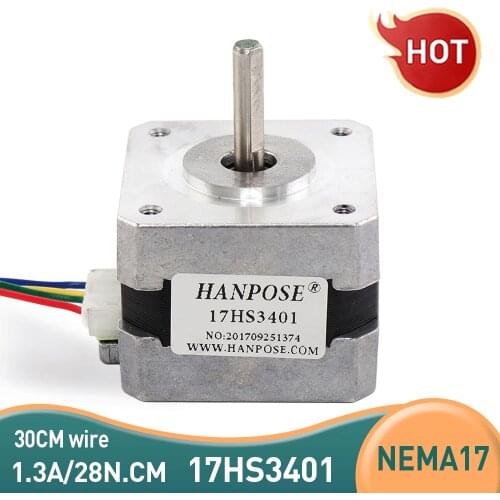 Free shipping 17HS3401 4-lead Nema 17 Stepper Motor 42 motor 42BYGH 1.3A CE ROSH ISO CNC Laser and 3D printer