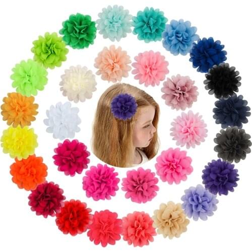 48pcs/lot New Style 4'' Big chiffon Fiber flower for girl headband Fashion Hair accessories 32 Colors Freeshipping FH03