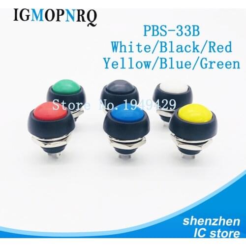 5PCS PBS-33B 2Pin Mini Switch 12mm 12V 1A Waterproof momentary Push button Switch since the reset Non-locking