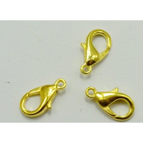 50 Golden Plated Jewelry Lobster Clasp Findings 14x7mm