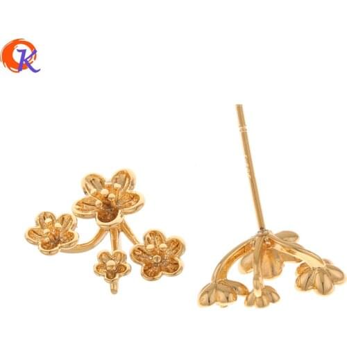 Cordial Design 30Pcs 12*14MM Jewelry Accessories/Earring Findings/DIY/Genuine Gold Plating/Flower Shape/Hand Made/Earrings Stud