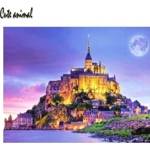 DIY Full Square Drill 5D Diamond Painting Mont Saint Michel 3D Embroidery Cross Stitch Rhinestone Mosaic Home Decor Sticker