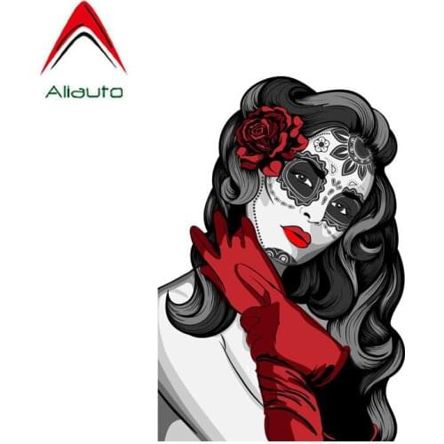 Aliauto Personality Car Sticker Mexican Calavera Woman Skull Accessories Vinyl Decal for Ranger Toyota Yaris Popsoket,14cm*10cm