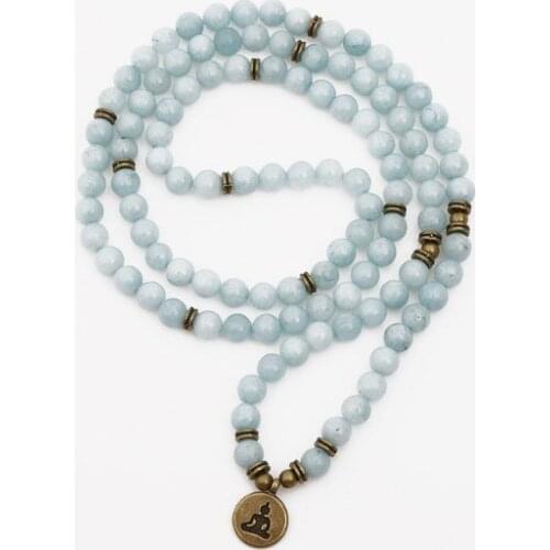 White 108 beads 8mm elastic adjustable Lotus life tree Buddha OM eye Chakra Reiki agate Onyx Yoga Bracelet necklace yfg3