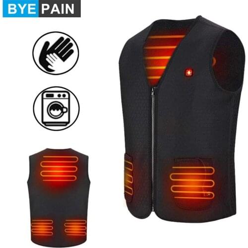 BYEPAIN Winter Electric Heating Jacket Vest Heated Cloth Coat Men Womens USB Warm Sport Winter For Hiking Camping