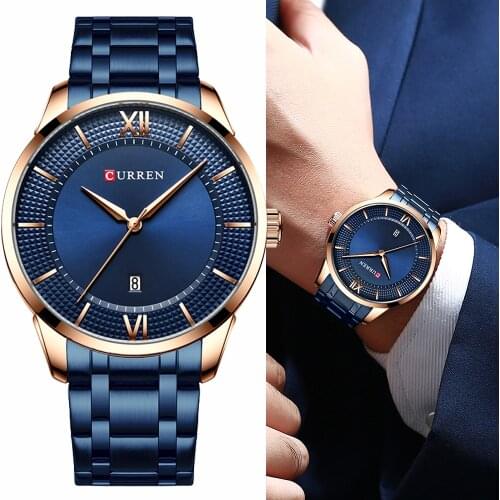 CURREN Luxury Business Auto Date Quartz Men Watches Fashion Military Army Waterproof Stainless Steel Watch Mens часы мужские