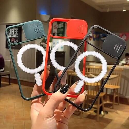 Mobile phone case for iPhone X XS with sliding window protective cover for iPhone 11 12 por max 12 mini magnetic protective case