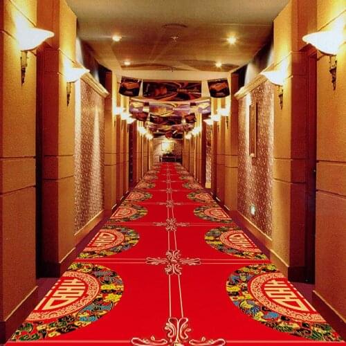Chinese-style Long Hallway Carpets Hotel Stairway Aisle stairs Floor Mat Nordic Home Corridor Carpet Red Wedding Party Area Rugs