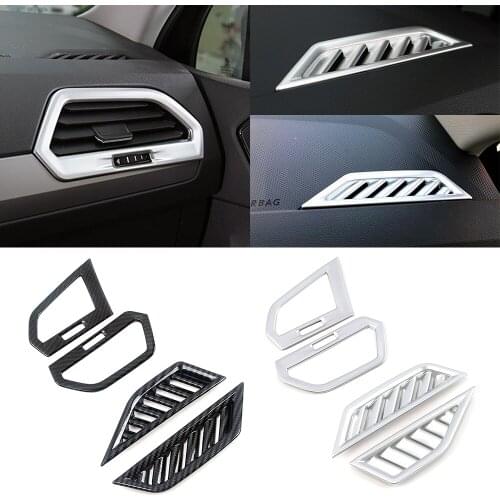 For Volkswagen VW Tiguan MK2 2017-2019 Dashboard Air Conditioning AC Outlet Vent Cover Frame Trim Silver Carbon Fiber Color