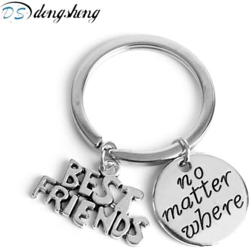 Dongsheng Fashion Best friend No Matter Where Pendant Keychains Vintage Compass Charm Best Friends BFF Friendship Jewelry
