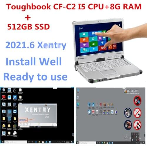 2021 Hot Used TOUGHBOOK CF-C2 CF C2 Laptop i5 CPU 8GB RAM 512GB SSD MB STAR C4/C5 FULL 2021.06 Xentry SOFTWARE D-TS Install Well
