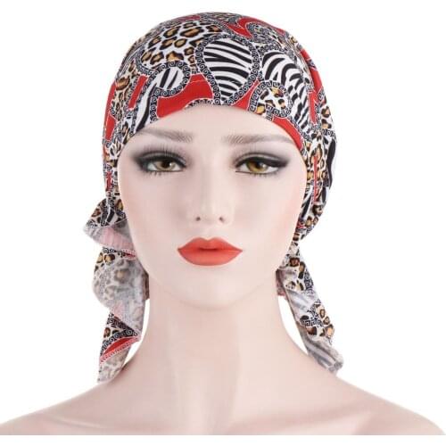 Leopard Printed Muslim Fashion Womens Hijabs Stretch Cotton Cover Inner Cap Islamic Head Wear soft Chemotherapy Hat Under Scarf