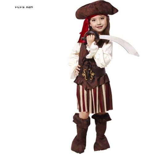 Girls Halloween Pirate costumes Kids Children Warrior Cosplay Carnival Purim parade Masquerade Christmas Role play party dress