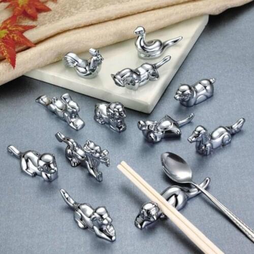 Kitchen Organization Storage Racks Chinese Zodiac Animals Chopsticks Rest Flatware Chopsticks Holder 12 Pcs/lots