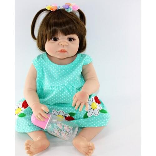 Bebes reborn 57m Full Silicone Body Reborn Baby girls Doll Toy gift for child can bathe boneca reborn newborn babies doll