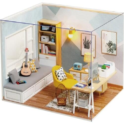 Doll House Furniture Diy Miniature Dollhouse Kit Assembled Wooden Cabin Study Room Model For Children Christmas Birthday Gift