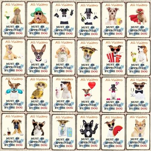 Home is Not Purrfect Without a Dog Plaque Metal Vintage Wall Bar Home Art Pet Shop Retro Craft Decor 30X20CM DU-5623A