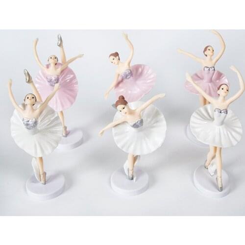 New 3 Pcs Ballet Girl Cake Toppers with Base Miniature Figurine Toys Figurines Playset Cake Decoration SCI88