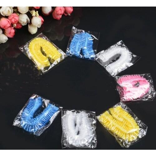 100pcs/lot Disposable Shower Caps Hat Clear Spa Hair Salon Hotel One-Off Bathing Elastic Shower Cap Bathroom Products Bath Caps