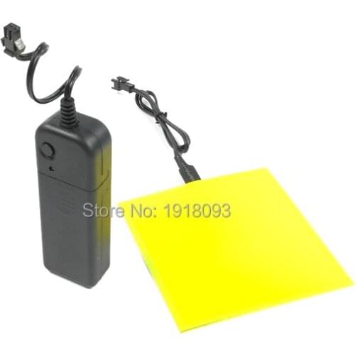 Yellow 10*10cm EL Panel EL Sheet Powered by 2-AA Batteries EL Glowing Product Novelty Lighting with DC-3V Steady on Inverter