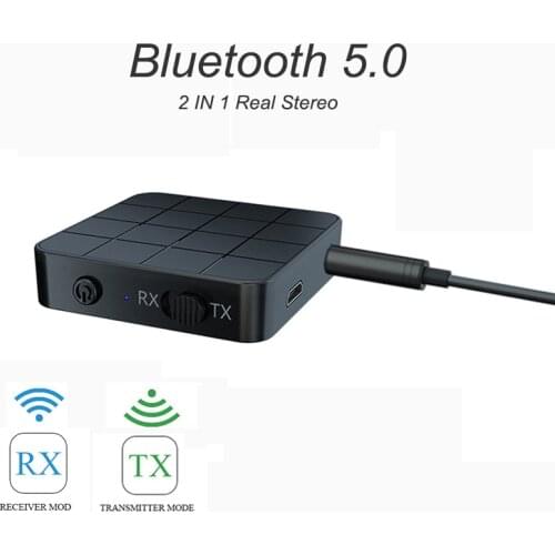 2 IN 1 Bluetooth 5.0 Transmitter Receiver Real Stereo Bluetooth Wireless Adapter Audio With 3.5MM AUX For Home TV MP3 PC