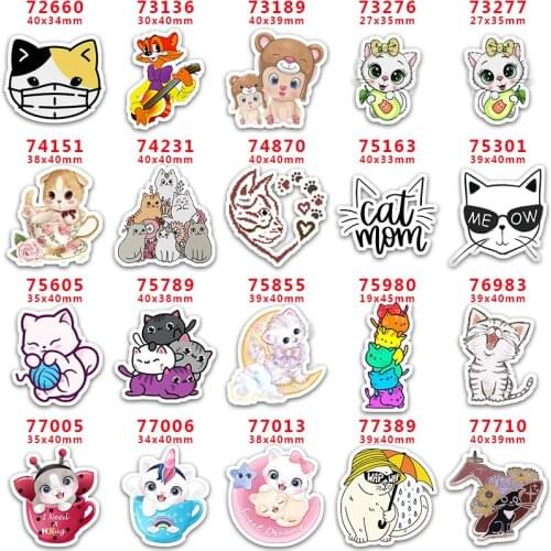 DIY Craft Supplies Sewing Accessories Cartoon Cat Printed Planar Resins Mold 10 Pieces. PR-72660