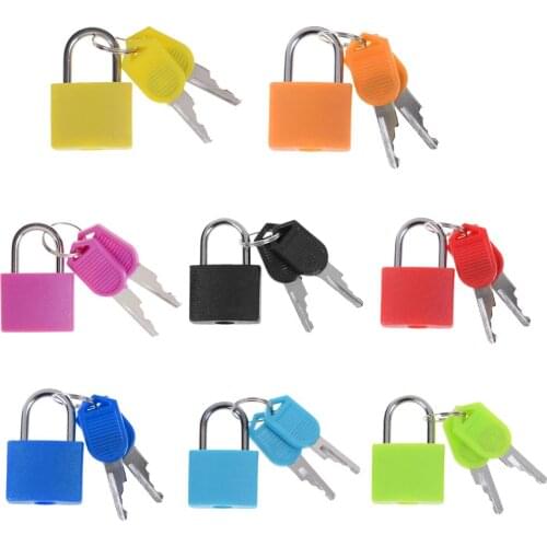 Multi Color Small Strong Steel Padlock Travel Tiny Suitcase Lock with 2 Keys