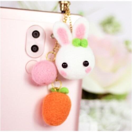 Wool felt jab, radish rabbit, handmade DIY bag. wool needlepoint kit wool felt needle felting decoration craft needlecraft DIY