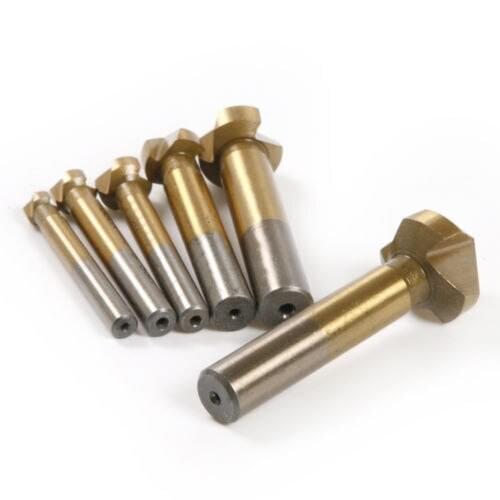 Countersink Drill Bit 6pcs 3 Flute 90 Degree HSS Chamfer Cutter Chamfering Drilling End Mill Drill Counter Sink Titanium Coated
