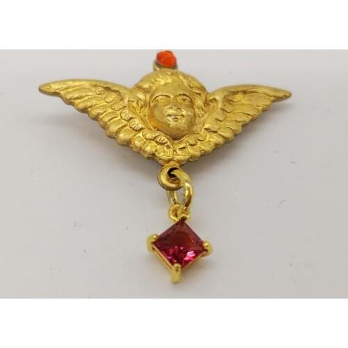 Vintage Brass Angel Suit Brooches Pins Coat Collar Brooch Crystal Lapel Pin Brooches Jewelry Gothic