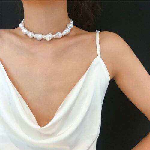 Fashion Big Baroque Pearl Necklace For Women New Style Statement Irregular Choker Collares Party Jewelry