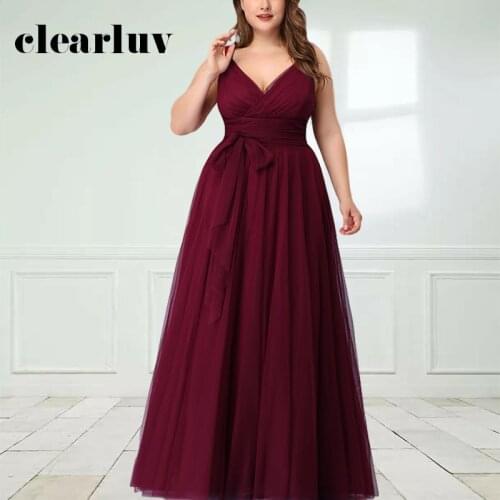 Deep V-Neck Bridesmaid Dress DR1558 Spaghetti Strap Women Party Dresses Solid A-Line Robe De Soiree Plus Size Elegant Gowns