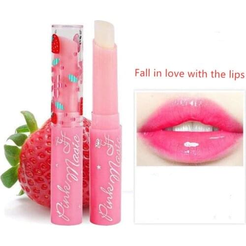 Winter Protect Lips Balm Makeup Temperature Changed Color Lipbalm Pink Strawberry Moisturizer Nutritious Lipstick Women T0032