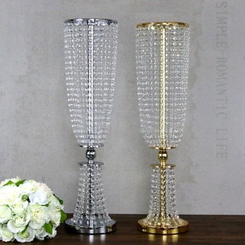 10pcs/lot wedding supply Metal Crystal Bead Banquet Table Centerpiece silver gold color party decorate Chandelier