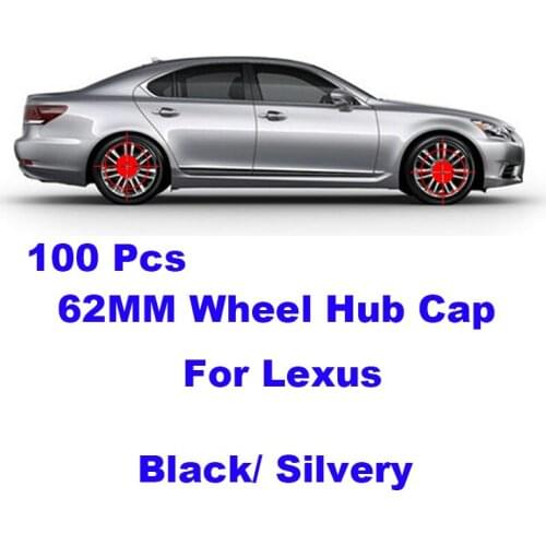 100pcs 62mm Black Silvery Car Badge Rims Auto Car Wheel Hub Caps for RX GS 300 400 430 350 450 H HS IS LS LX 570 ES SC CT ES GX