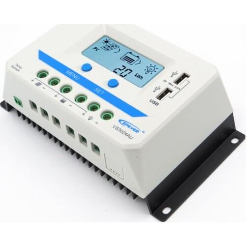 12 24 V VS1024AU VS2024AU VS3024AU VS4524AU VS6024AU Solar Charge Controller Regulator Backlight 5V USB charger port
