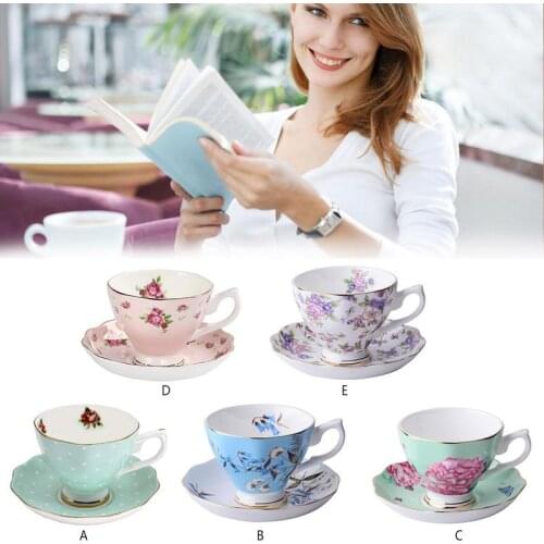 180ML Fine Bone Coffee Cup Mugs Saucer Spoon Set Chinese Style Design Zakka Tazas Cafe Espresso Cup for Girls Gifts